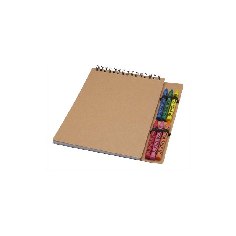 Bloco de notas de capa mole A5 com espiral e conjunto de lápis de cera "Doodle"