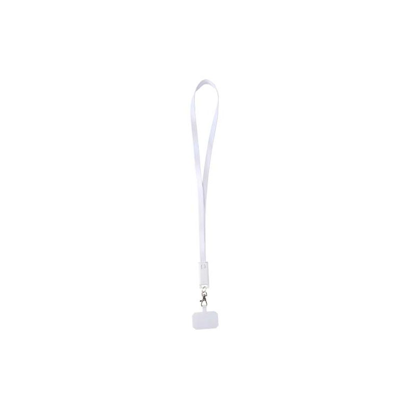 Lanyard de plástico reciclado para smartphone com cabo de sincronização de dados e carregamento rápido de 65 W, 5 em 1, integrado "Franz"