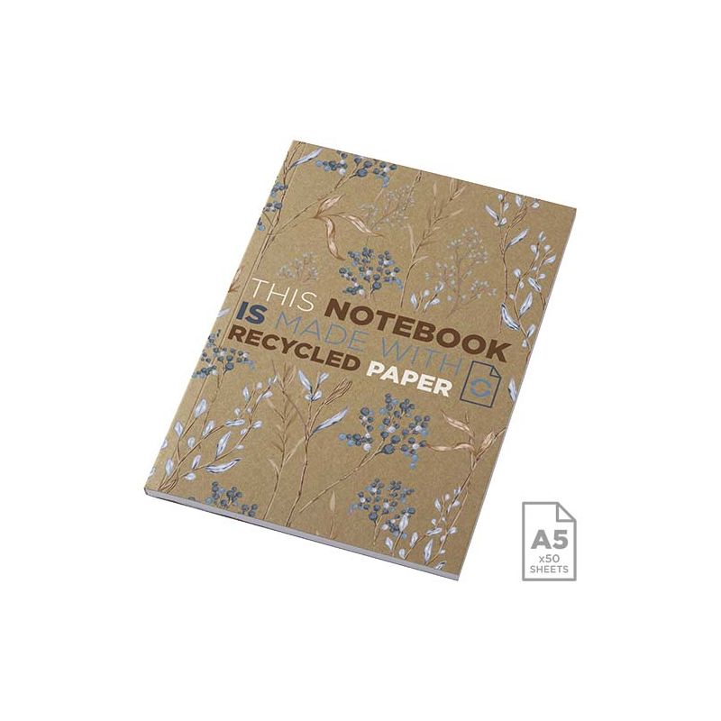 Bloco de notas Kraft A5 de capa mole reciclado - 50 folhas "Novella Austen" 