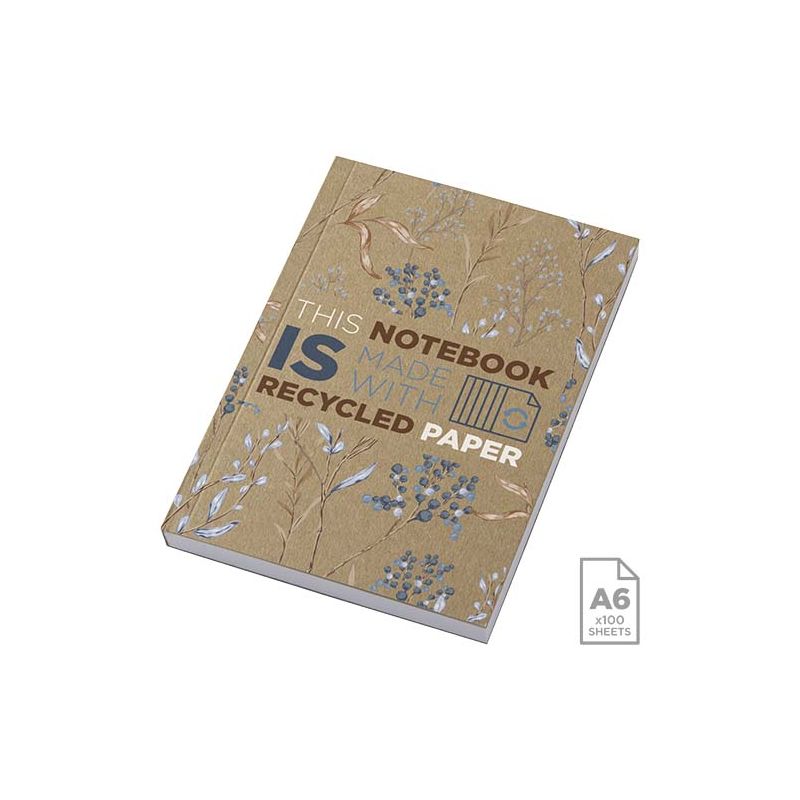 Bloco de notas Kraft A6 de capa mole reciclado - 100 folhas "Novella Austen"