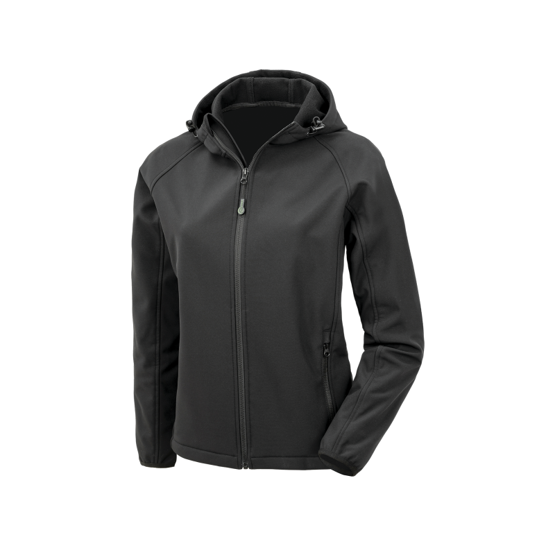 Blusão softshell reciclado 3 camadas com capuz de senhora